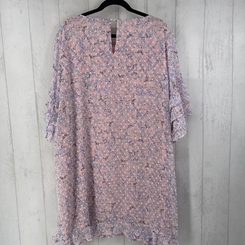 24w tiered ruffle slv textured dress