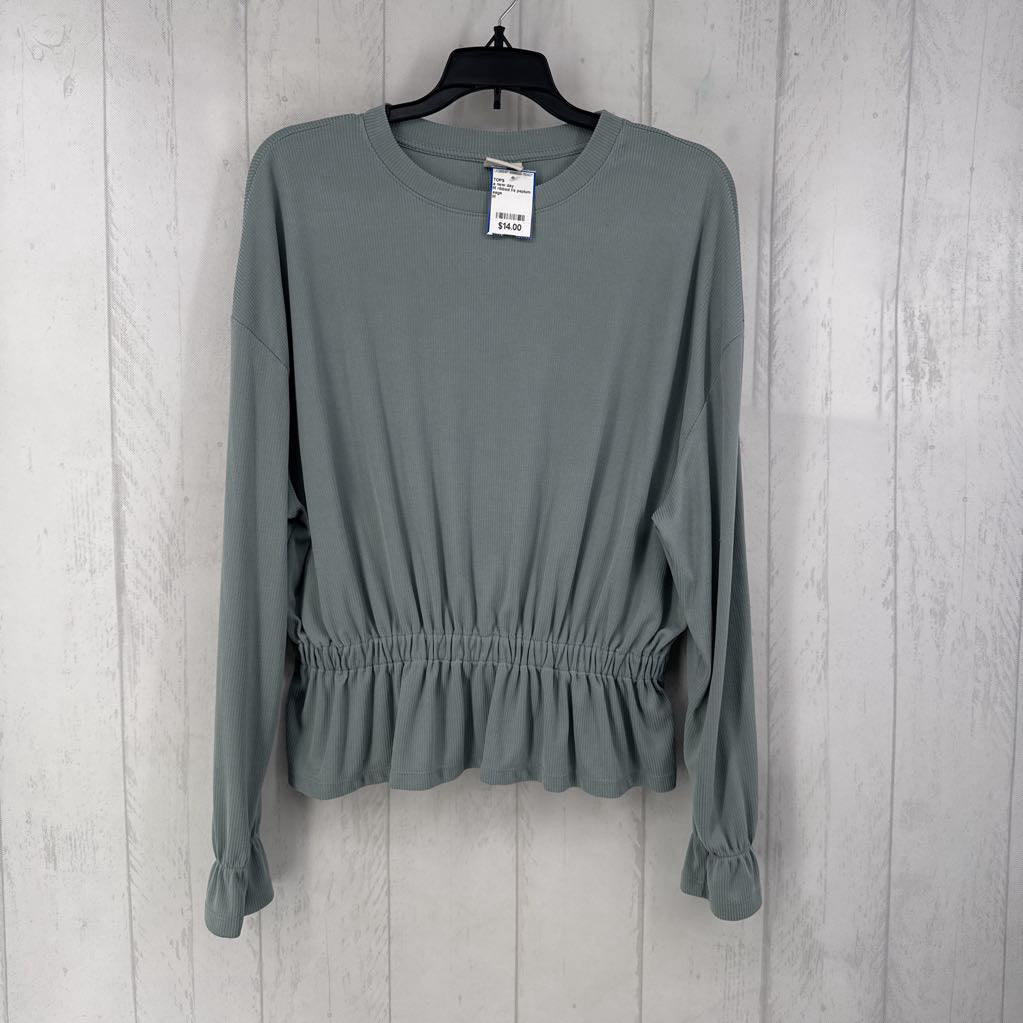 M ribbed l/s peplum top