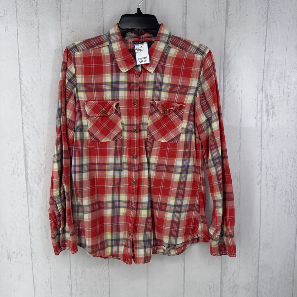 L plaid button down l/s top