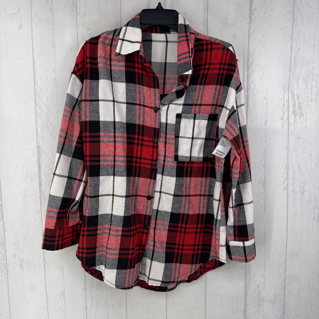 S plaid button down l/s top