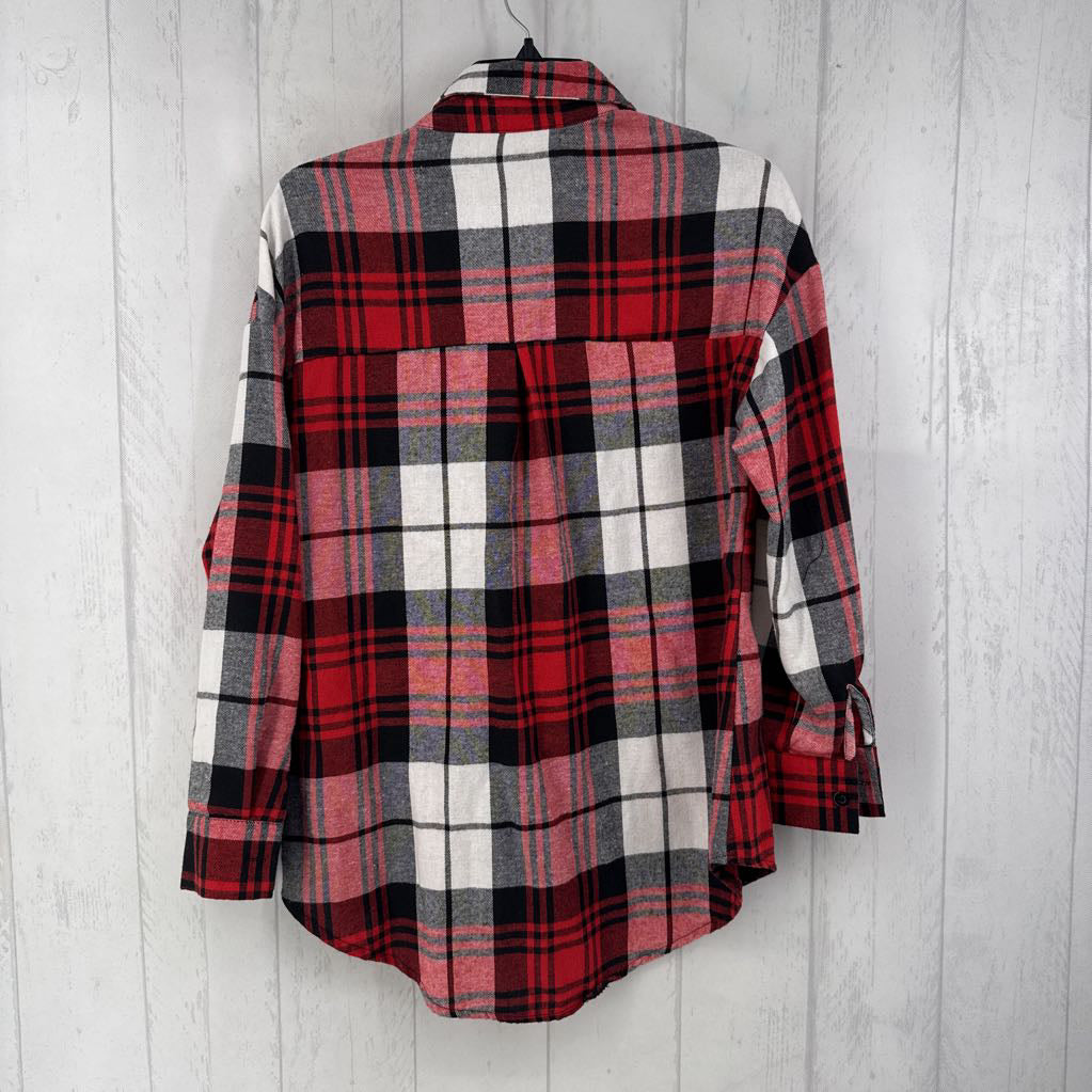 S plaid button down l/s top