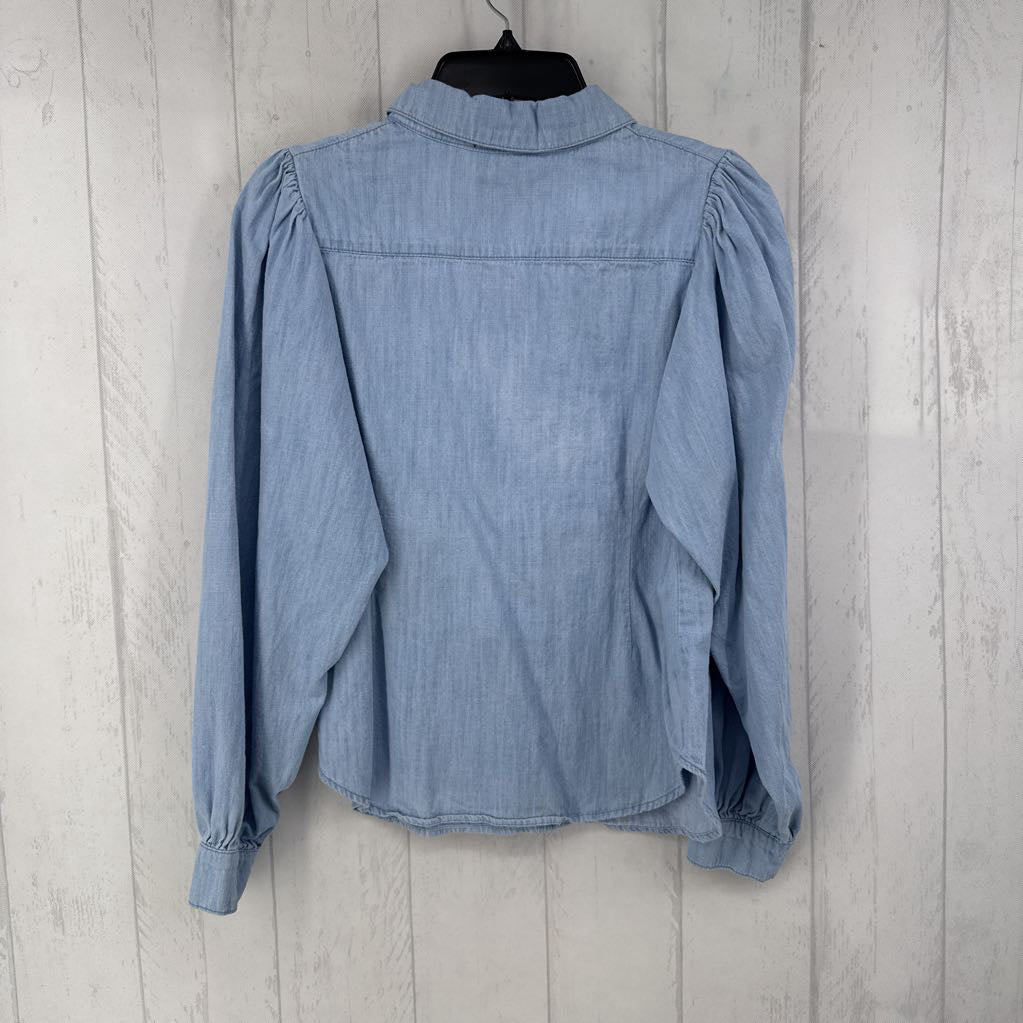 M denim button down l/s top