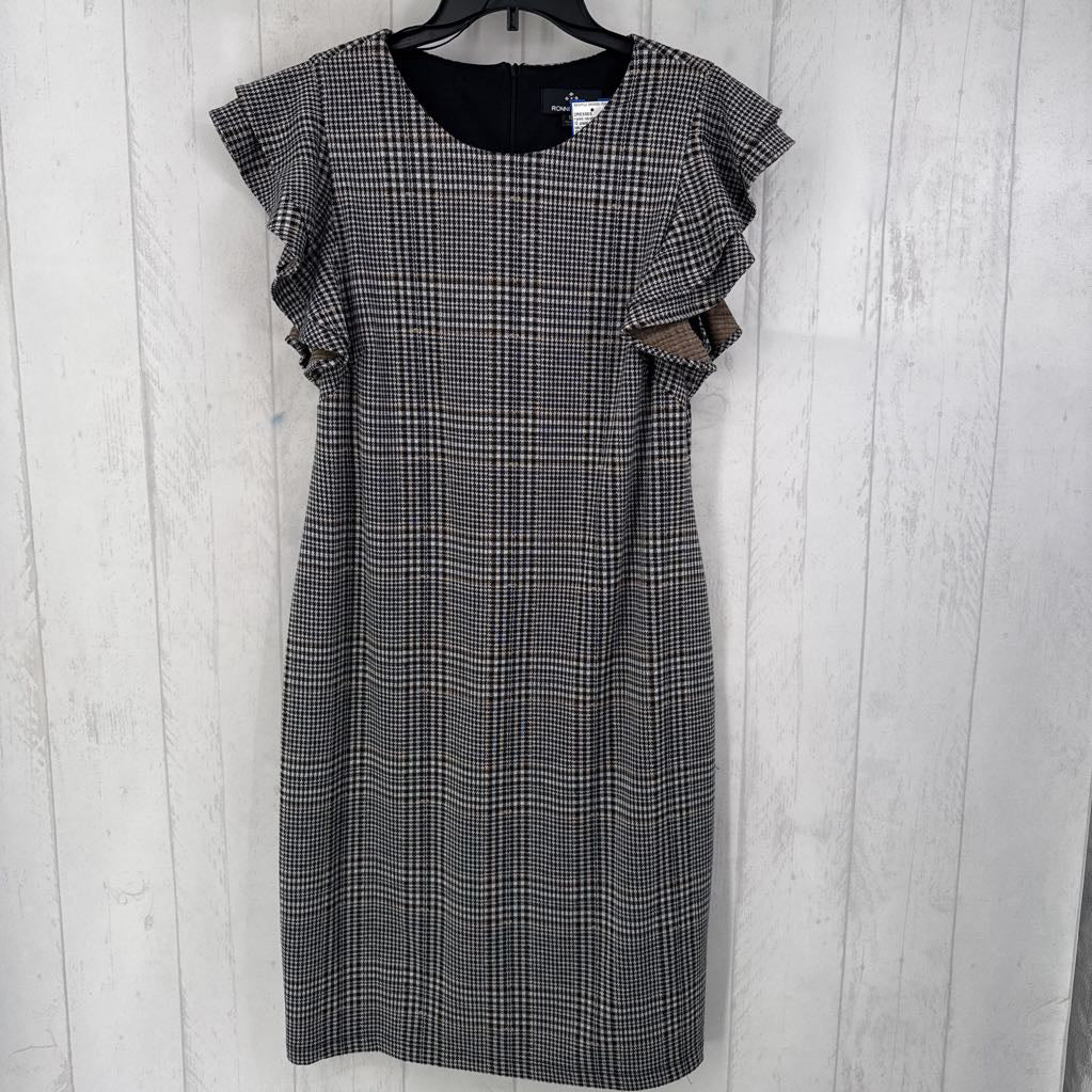 12 plaid ruffled slv dress