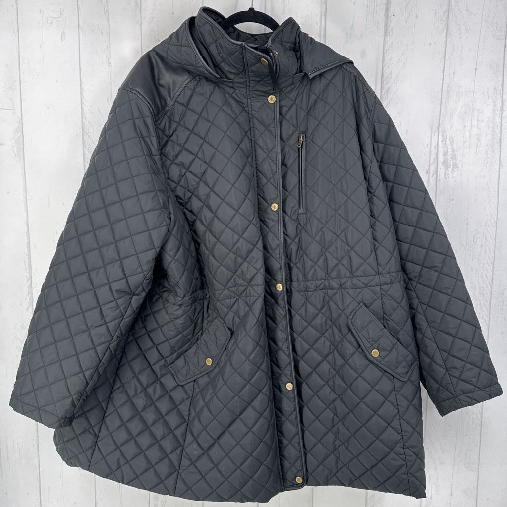 3X quilted hooded coat