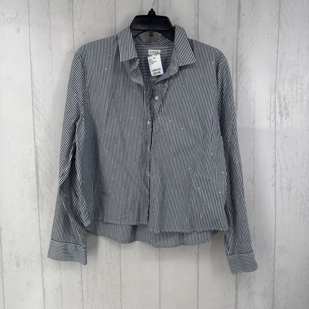 L embelished striped button down l/s top