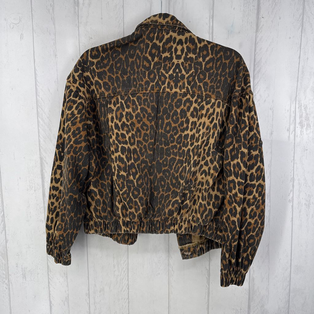 S animal print denim jacket