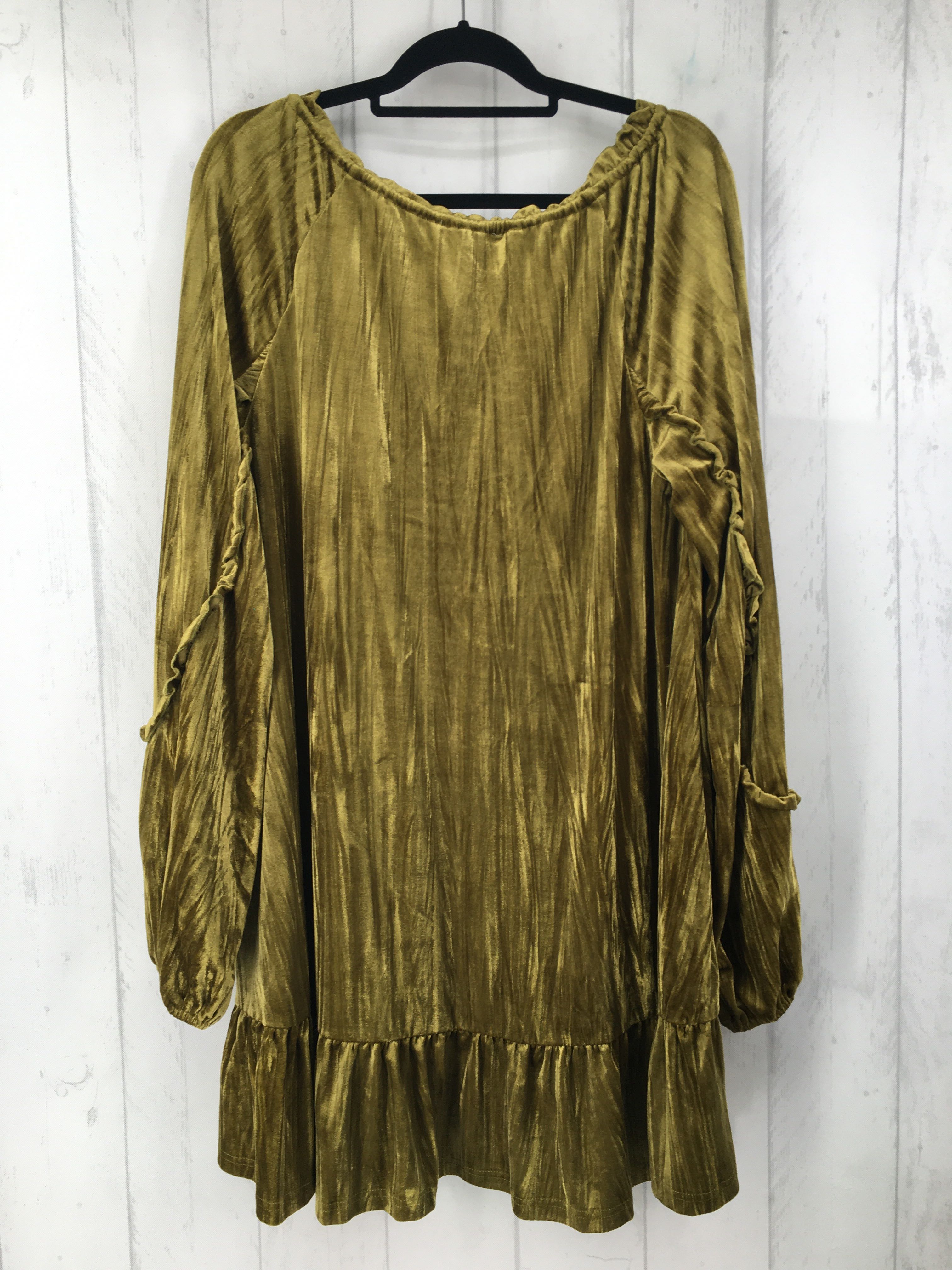 XL velour bow front l/s dress