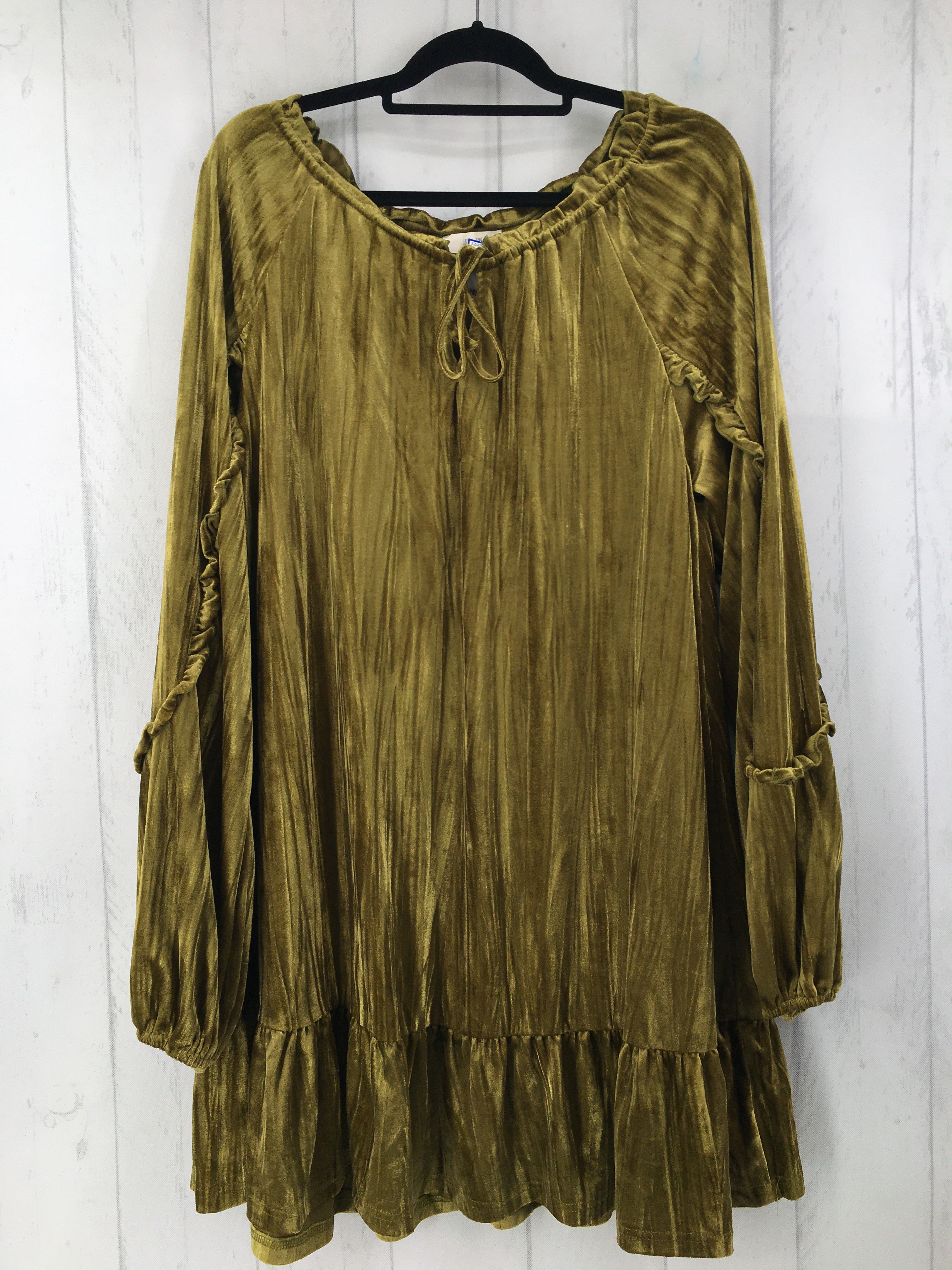 XL velour bow front l/s dress