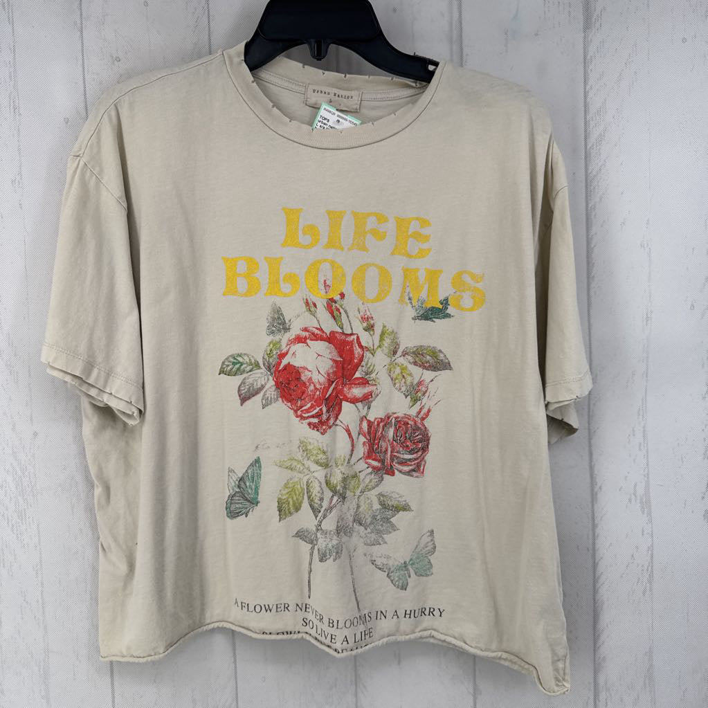L s/s life blooms crop top