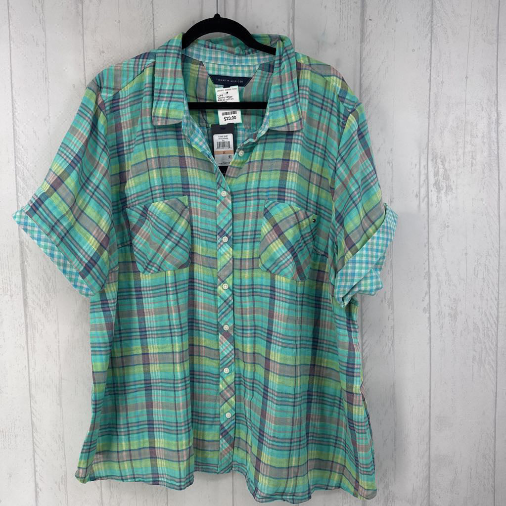 R69 2x cuff s/s plaid button shirt