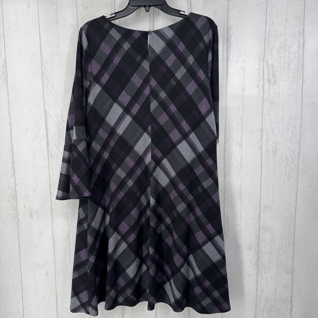 XL plaid l/s dress