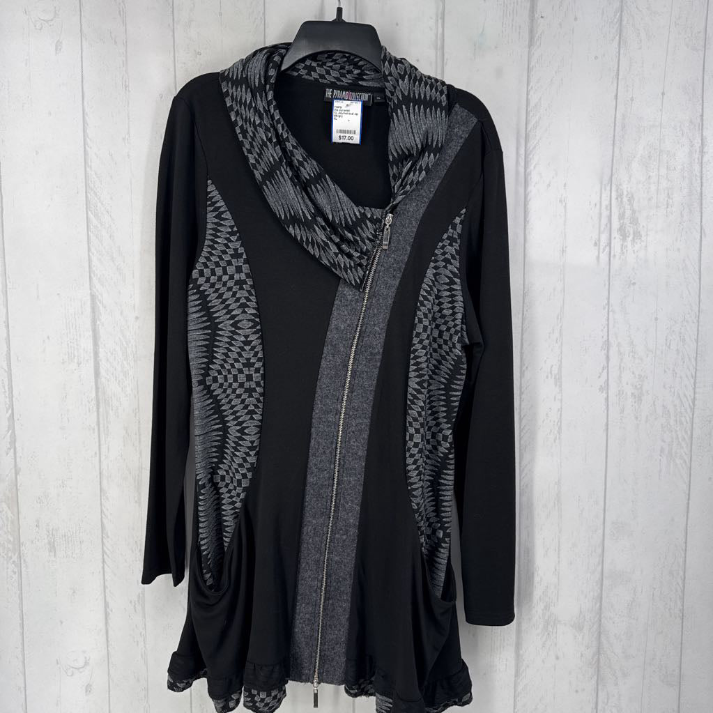 XL asymetrical zip front l/s tunic