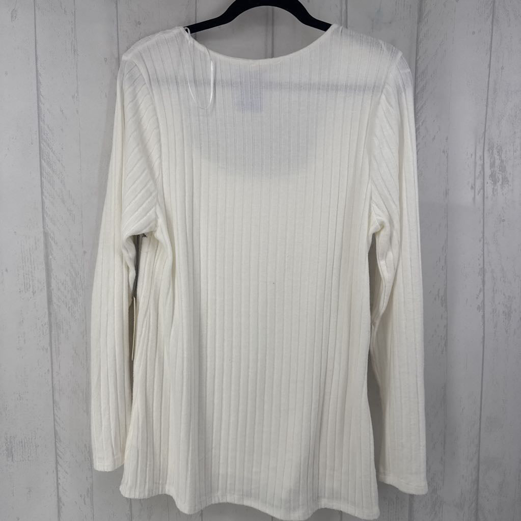 1X jewel neck ribbed l/s top