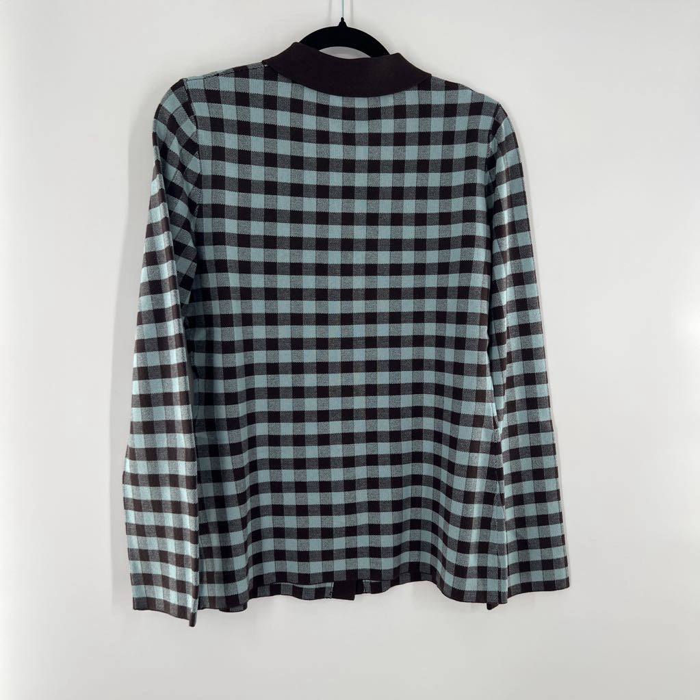 L checkered button down sweater