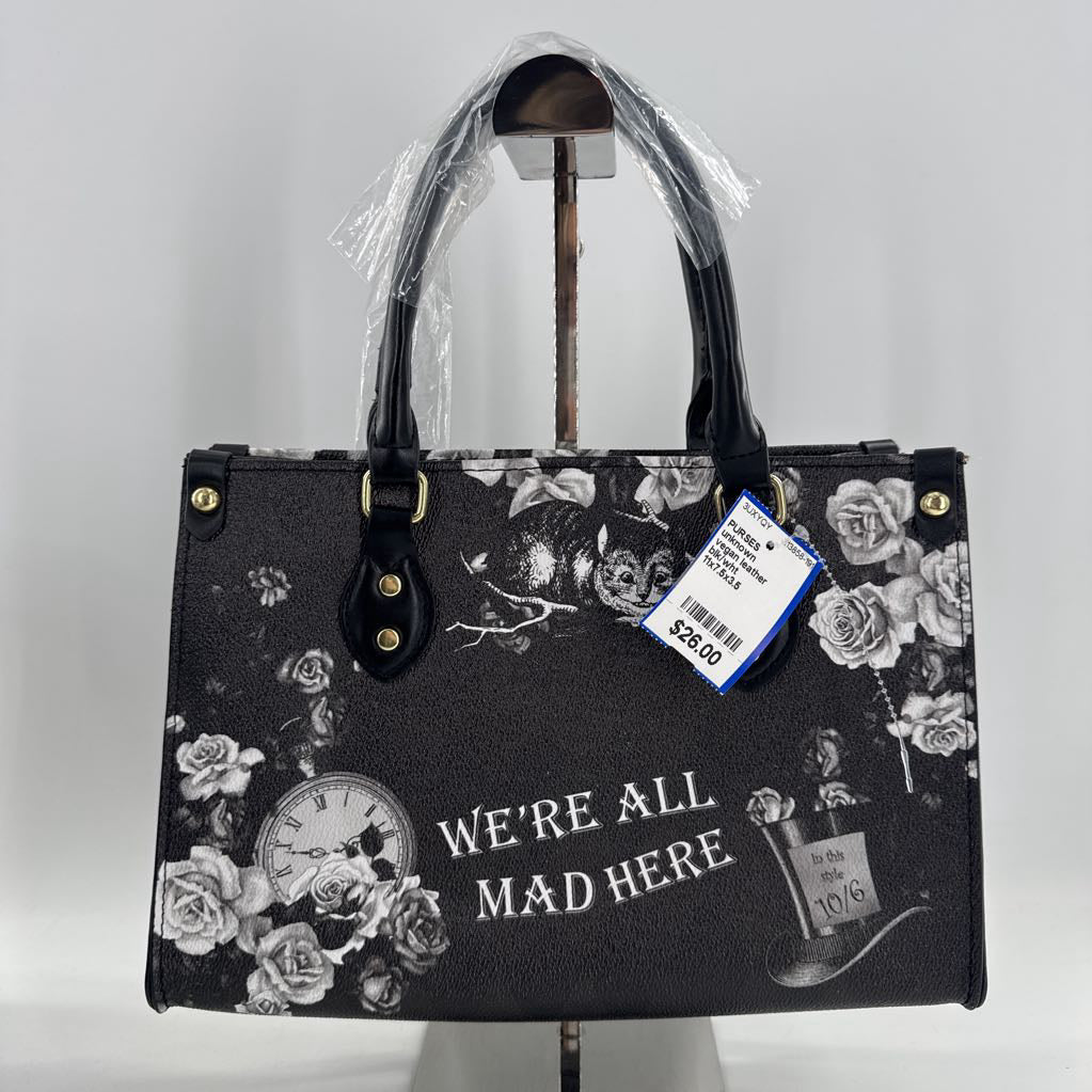 vegan leather satchel (alice in wonderland)