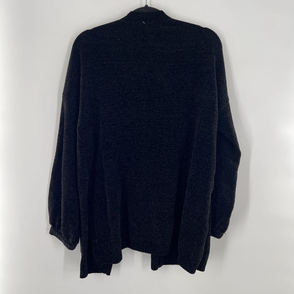 L chenille open front cardi