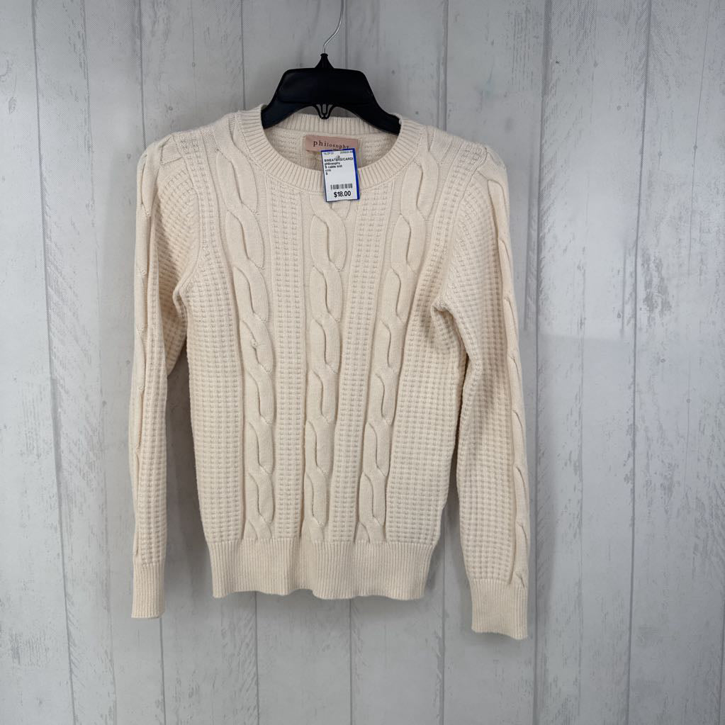 S cable knit crewneck sweater