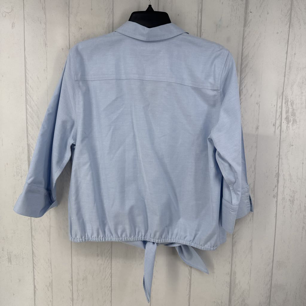 L button down tie front 3/4 slv top