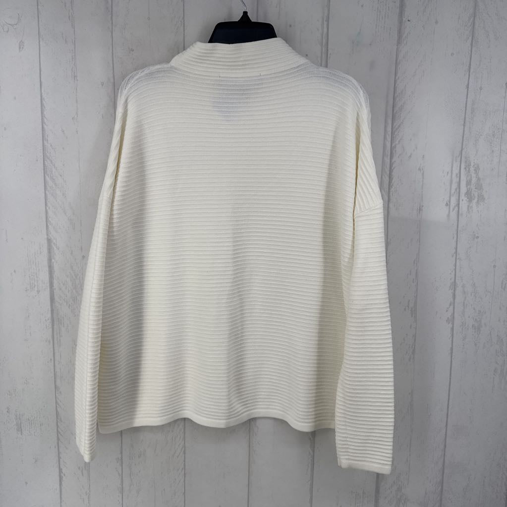 L rib knit mock neck sweater