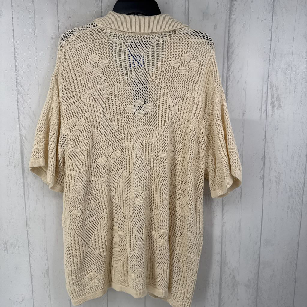 XL crochet button down s/s sweater