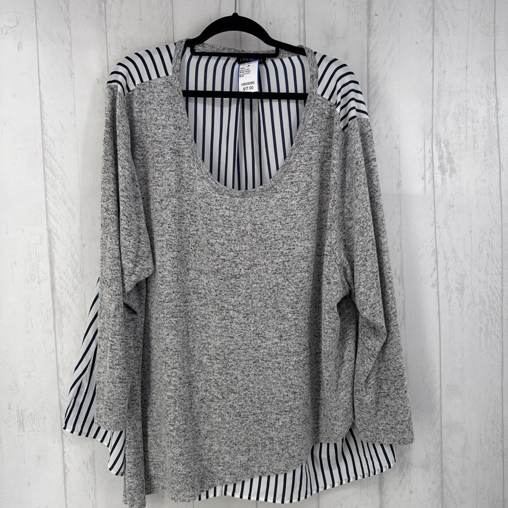 26/28 marled striped back l/s top