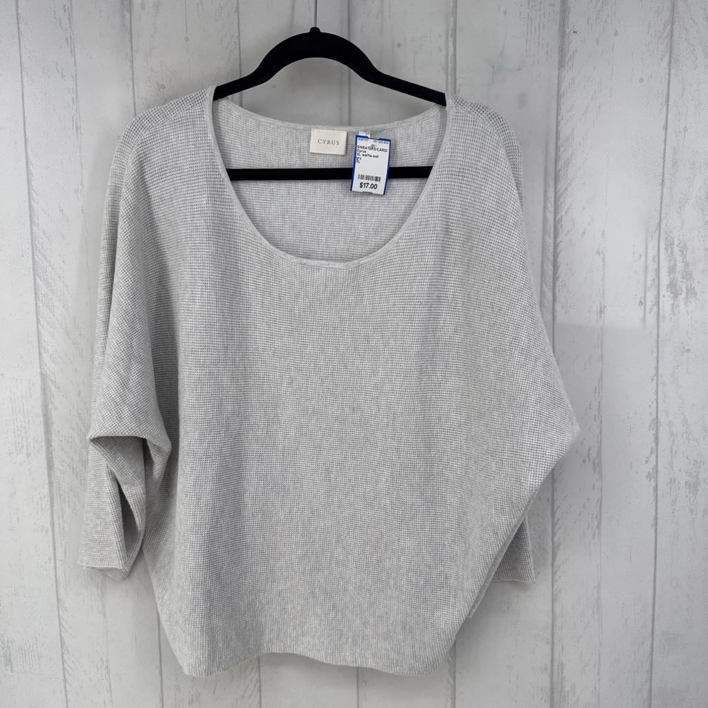 XL waffle knit scoop neck drop shoulder sweater