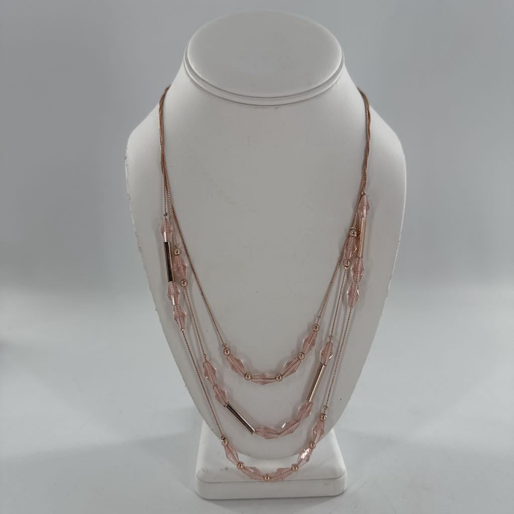 12" rose gold beaded multi chain necklace