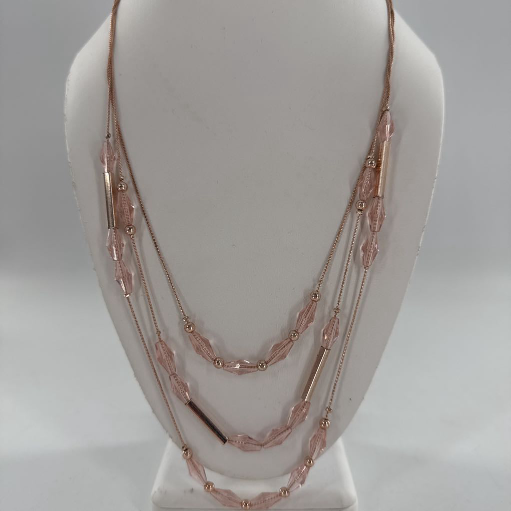 12" rose gold beaded multi chain necklace