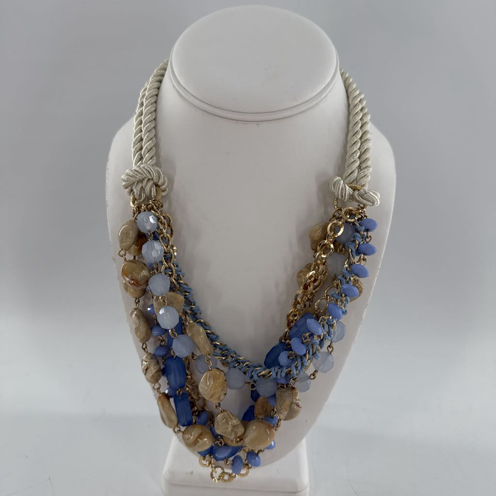 12" robe blue & brn stone necklace