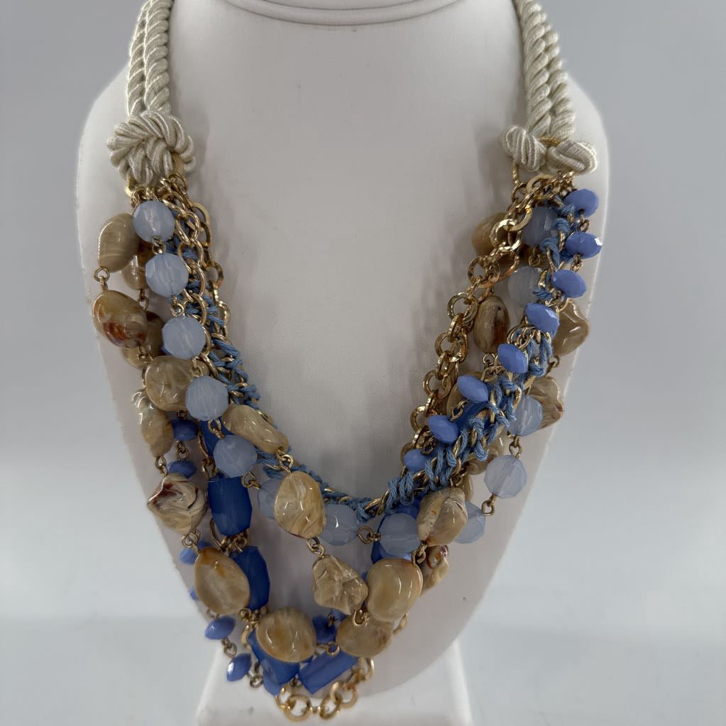 12" robe blue & brn stone necklace