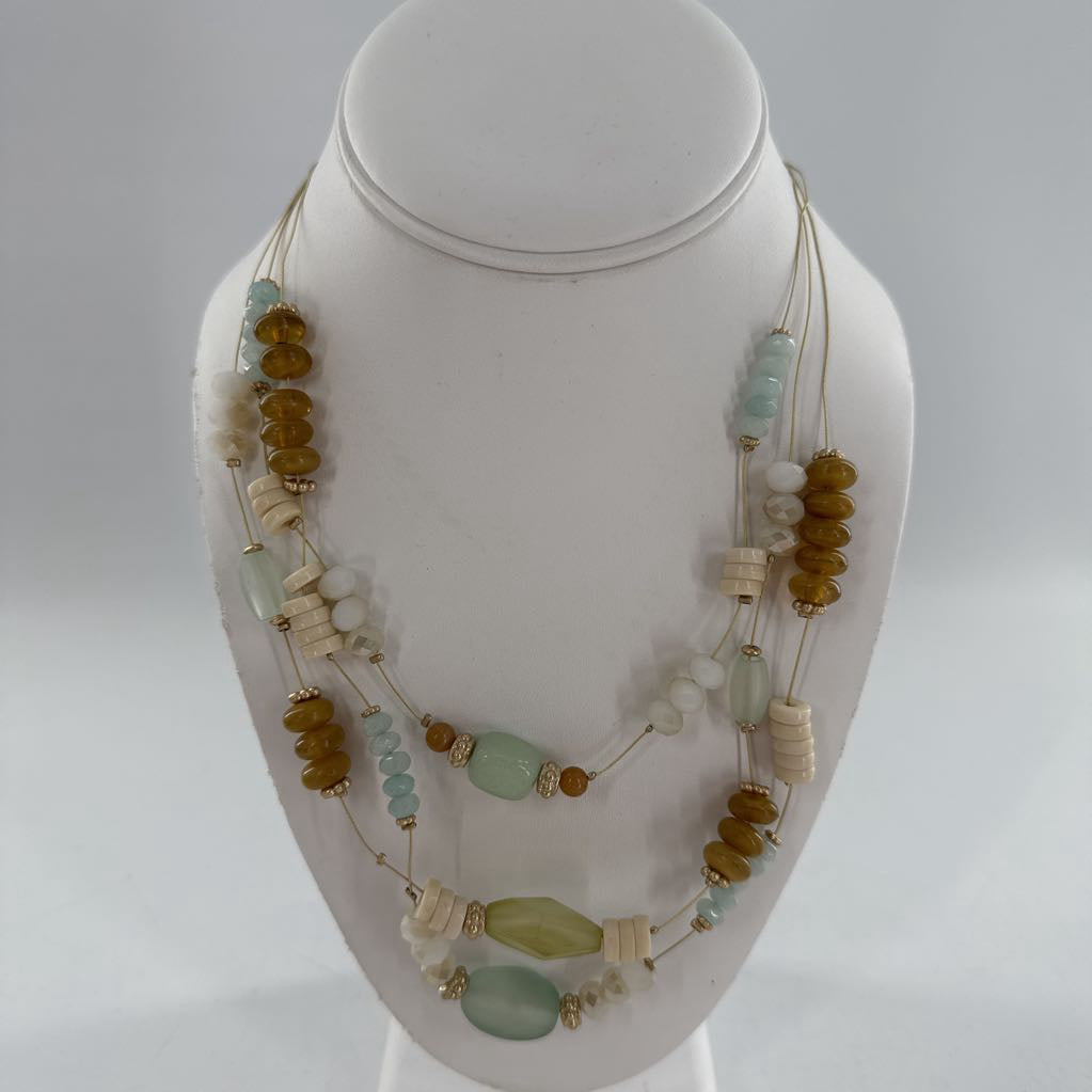 12" gold tone beaded multi strand necklace