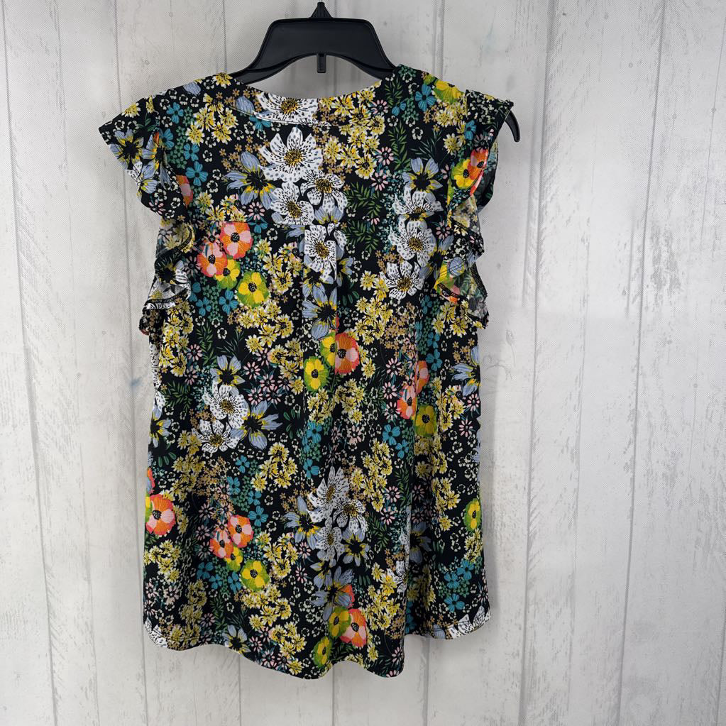 M ruffle s/s floral top