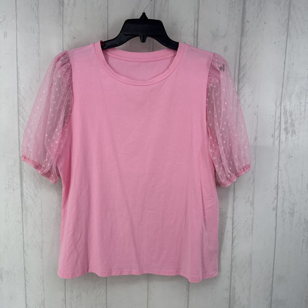 XL puff slv crew neck top