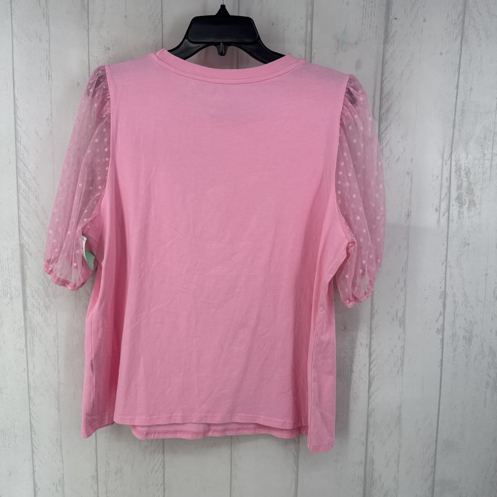 XL puff slv crew neck top