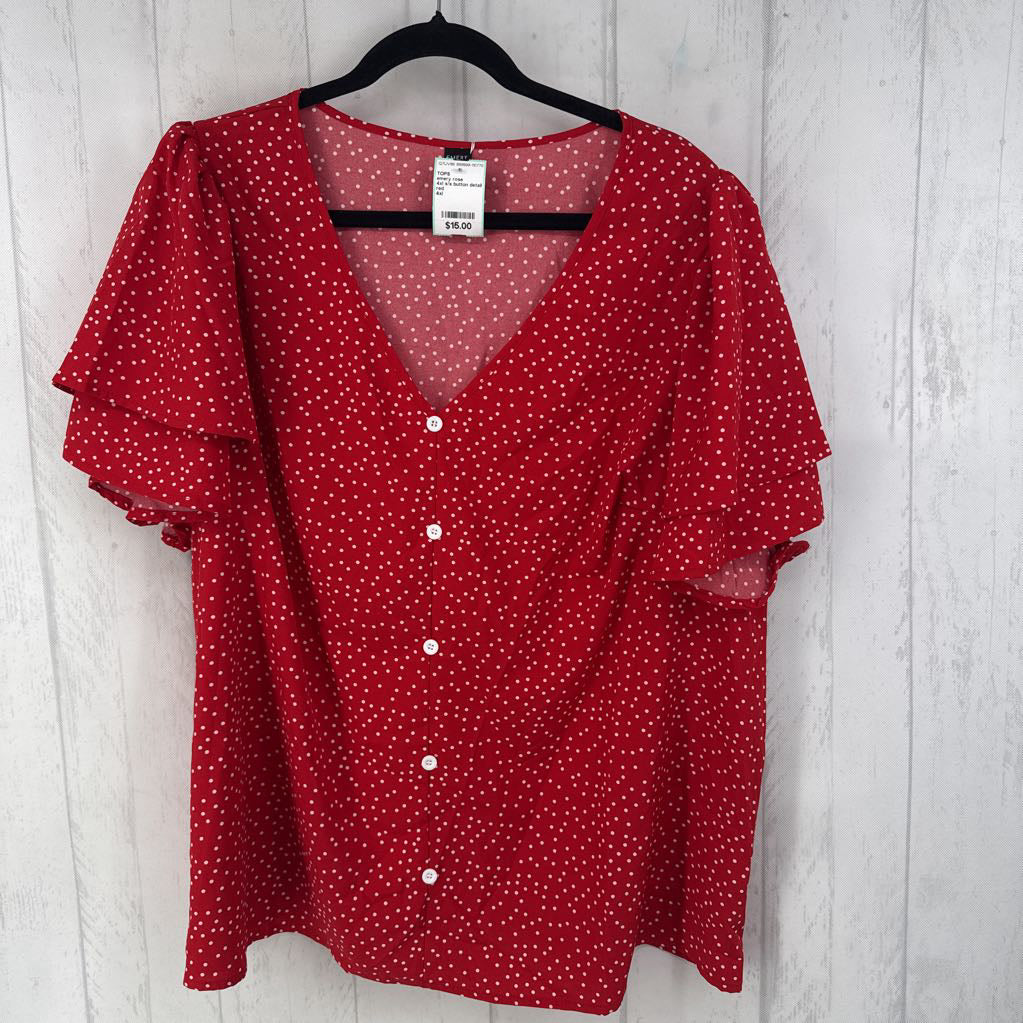 4xl s/s button detail polka dot top