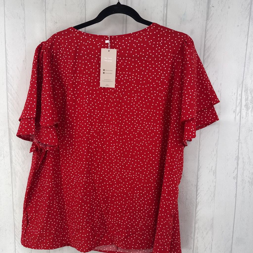 4xl s/s button detail polka dot top