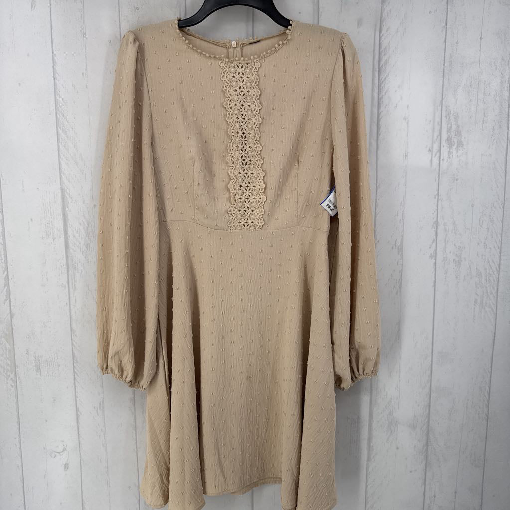 L swiss dot lace accent l/s dress