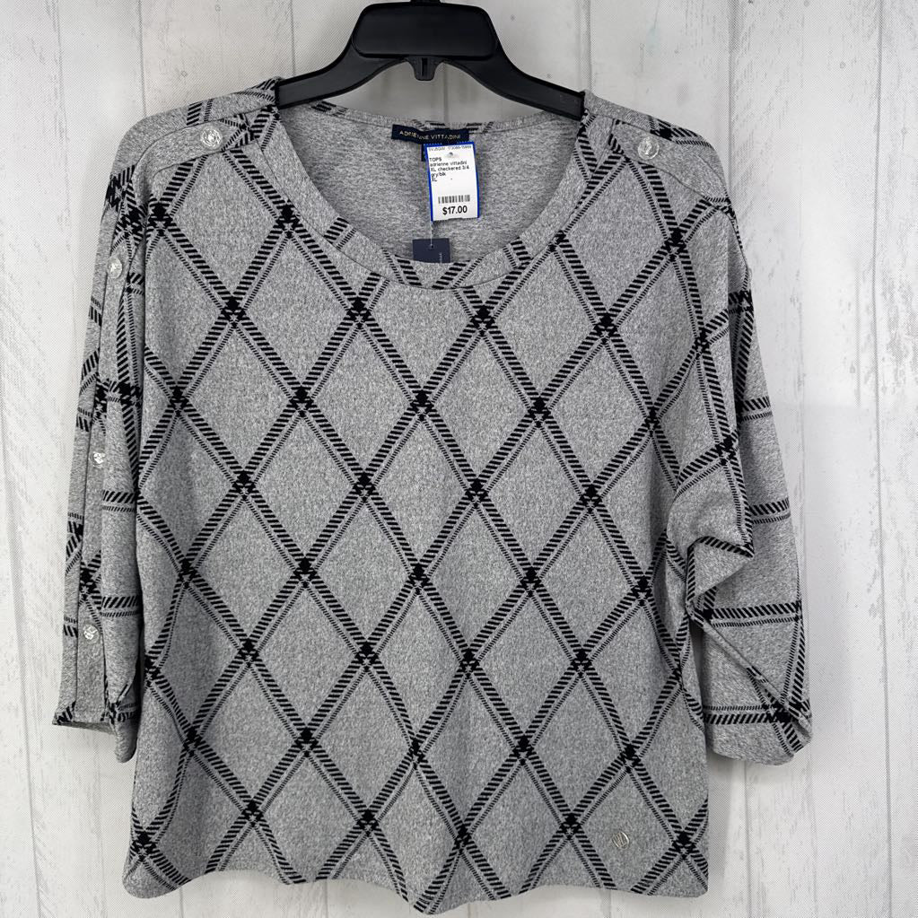 XL checkered 3/4 slv top