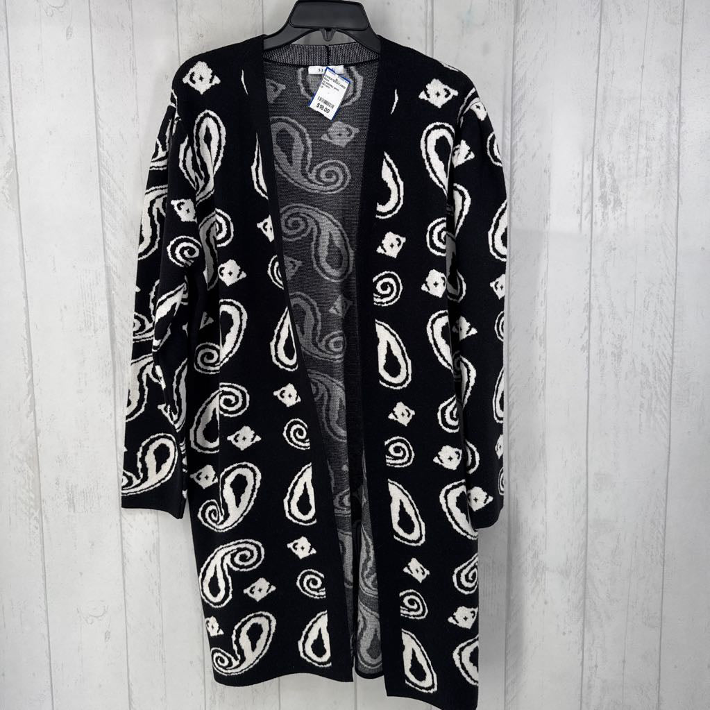 Lp paisley print open front sweater