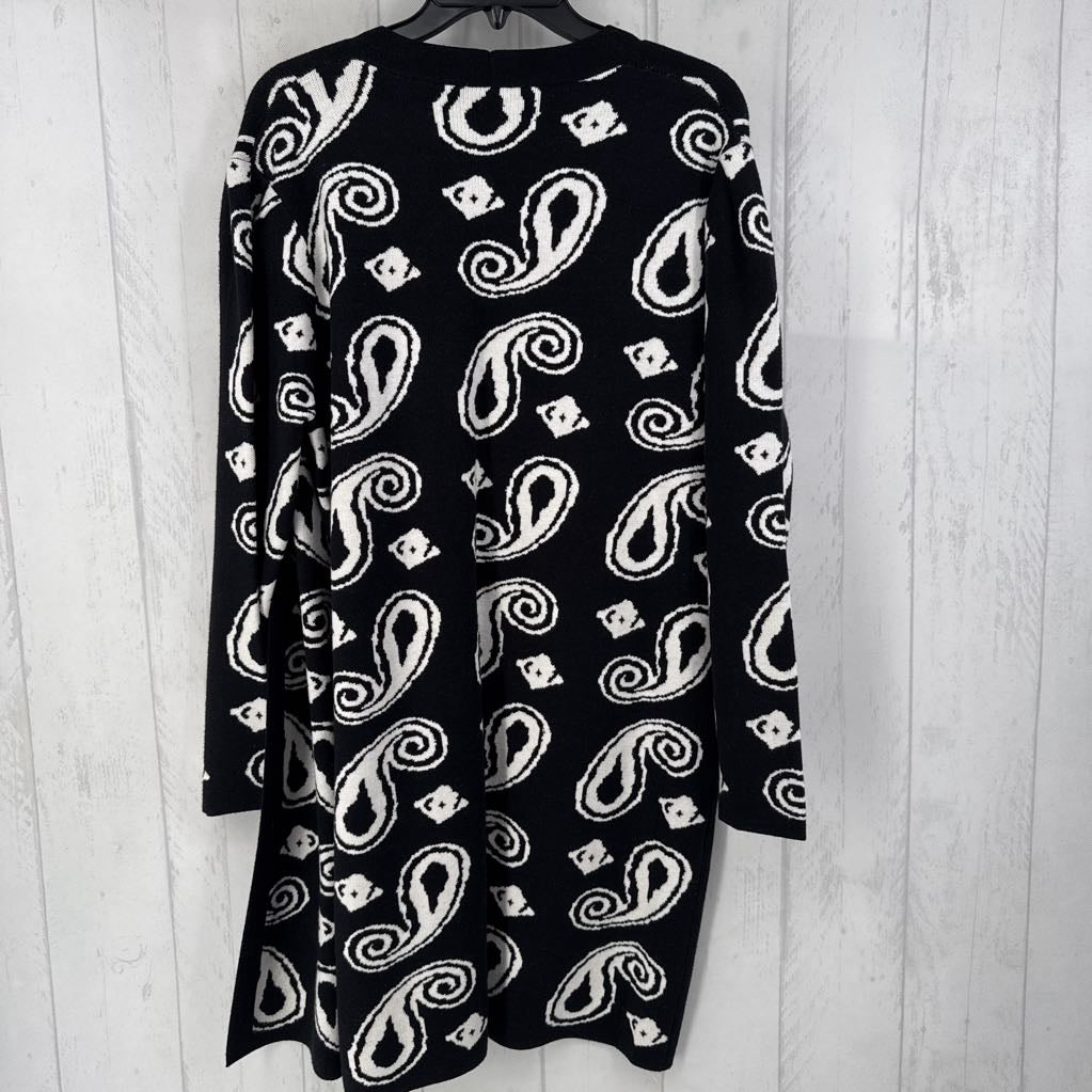 Lp paisley print open front sweater