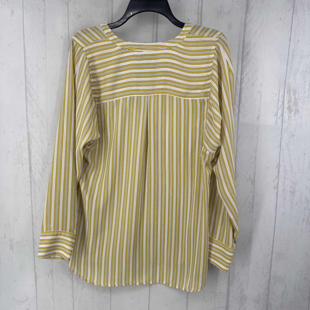 M striped 1/2 button down l/s top
