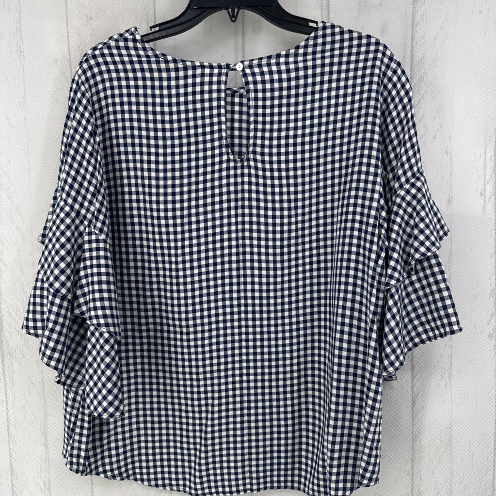 XL tiered ruffle s/s check top