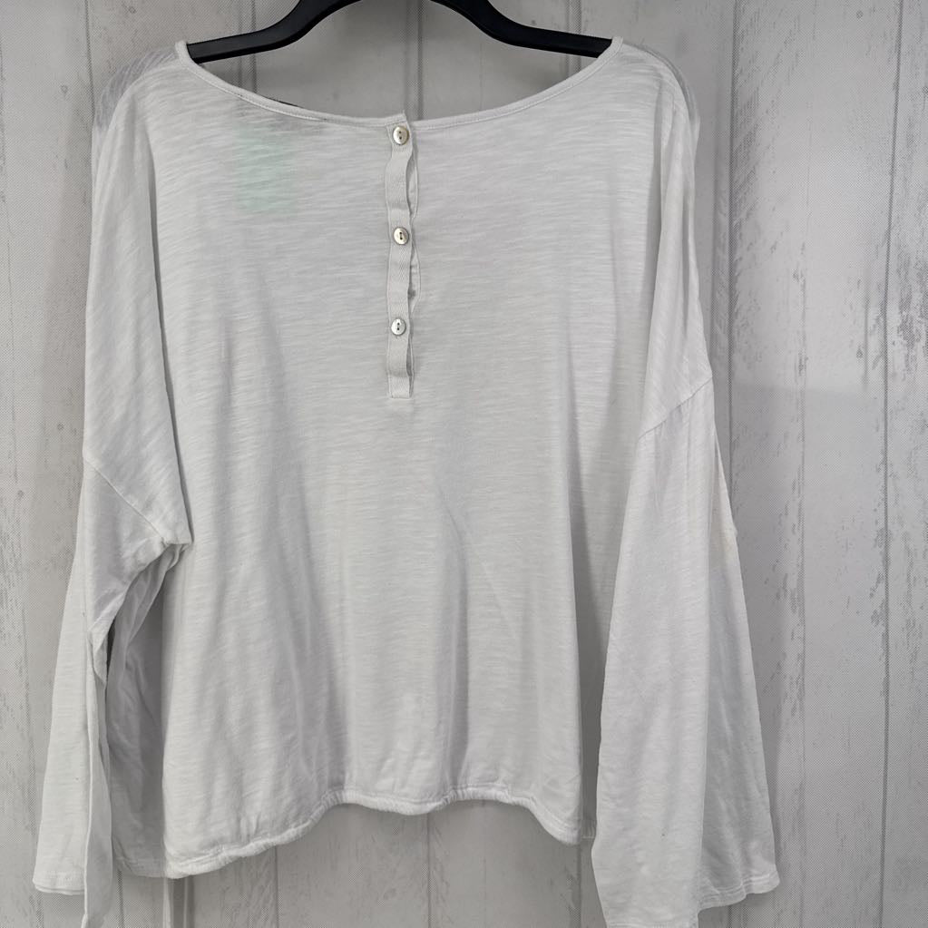 L 3/4 slv drawstring crop top