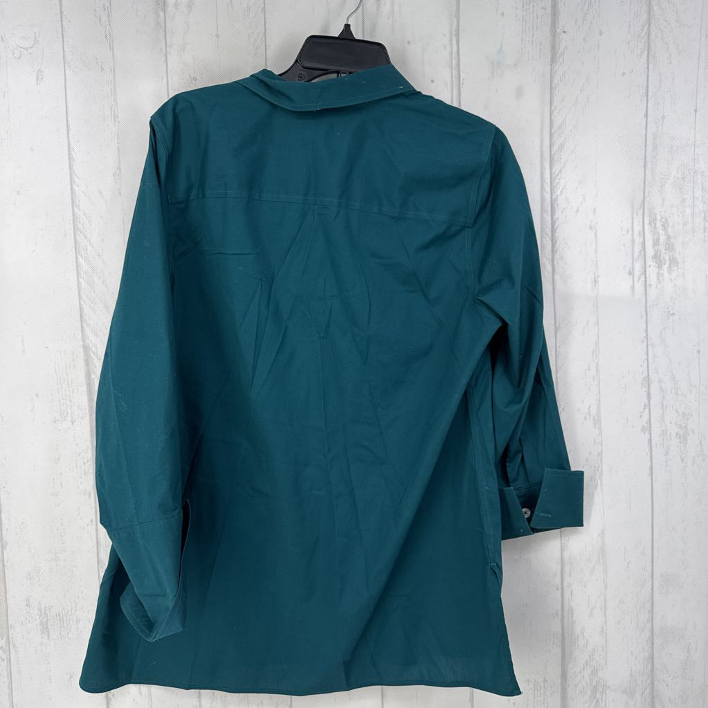 L 1/2 button down cuffed slv top