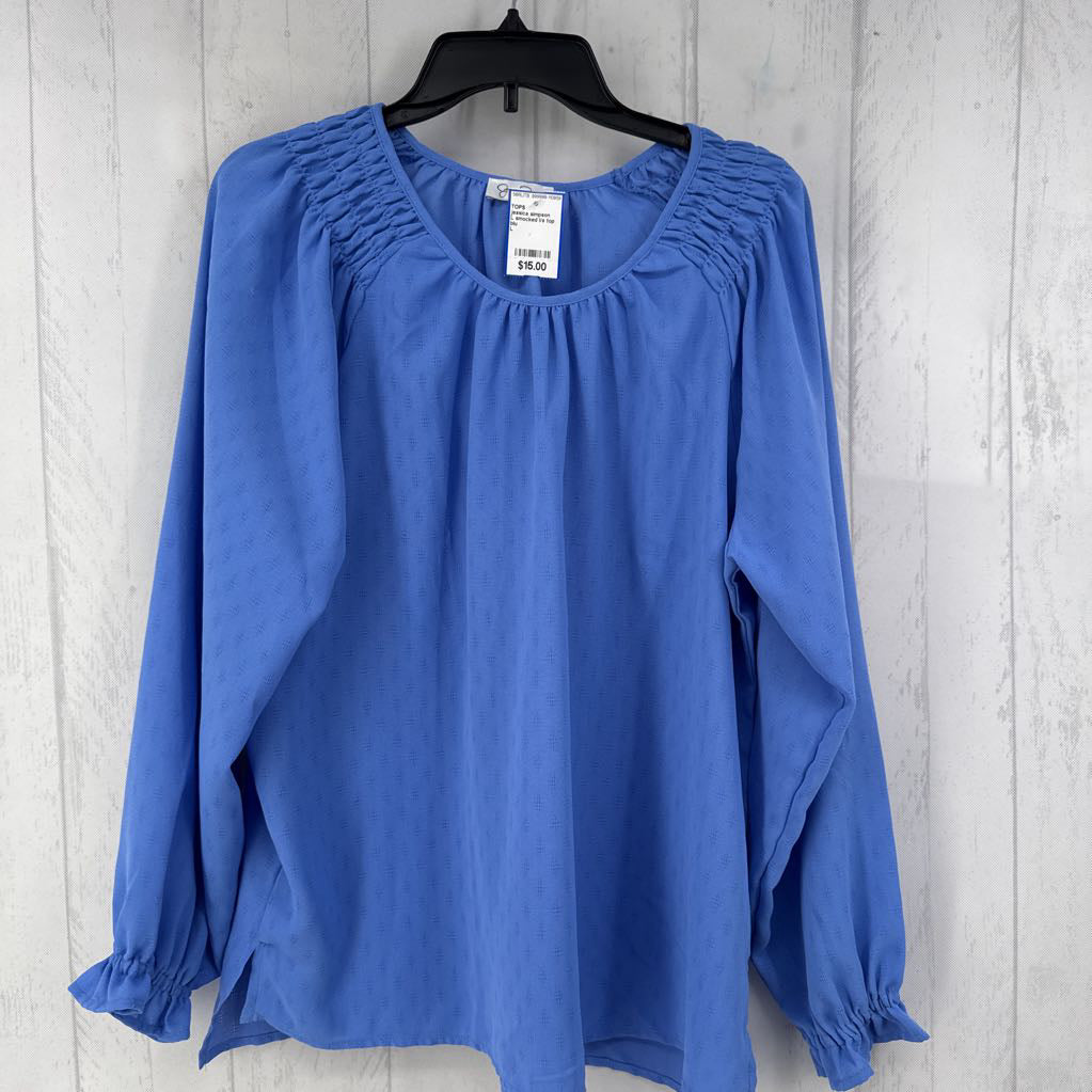 L smocked l/s top
