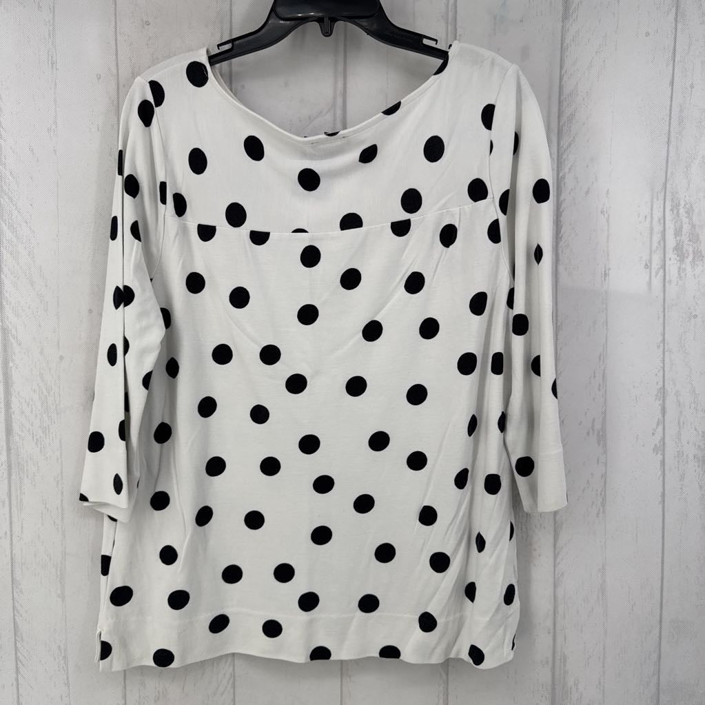 L polka dot 3/4 slv top