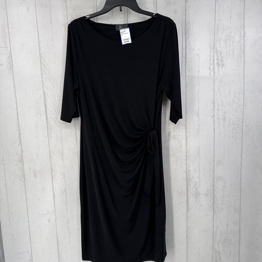 L ruched side tie elbow slv dress