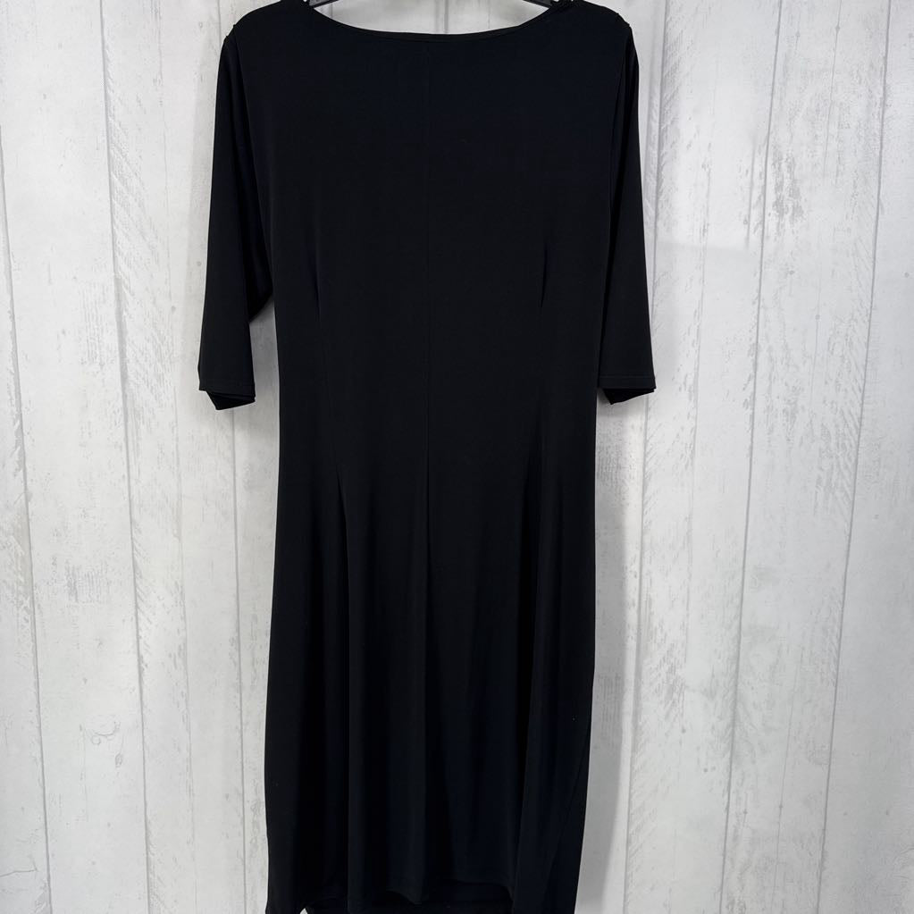 L ruched side tie elbow slv dress