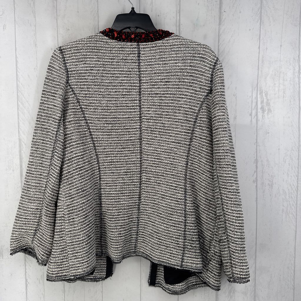 XL embelished open front blazer