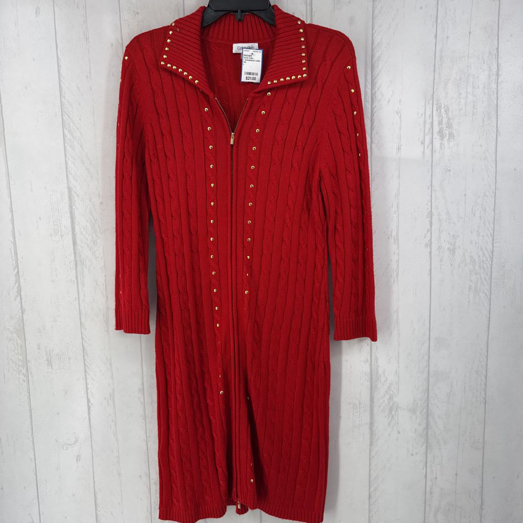 L embelished cable knit sweater dress l/s